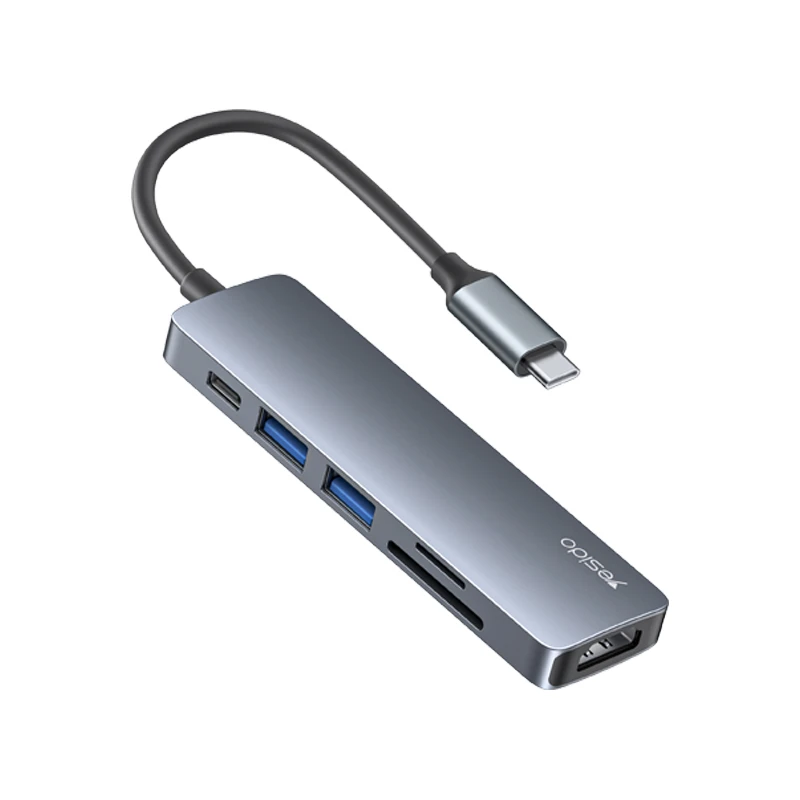 هاب 6 پورت یسیدو Yesido HB11 6-in-1 HuB Adapter 9 هاب 6 پورت یسیدو Yesido HB11 6-in-1 HuB Adapter