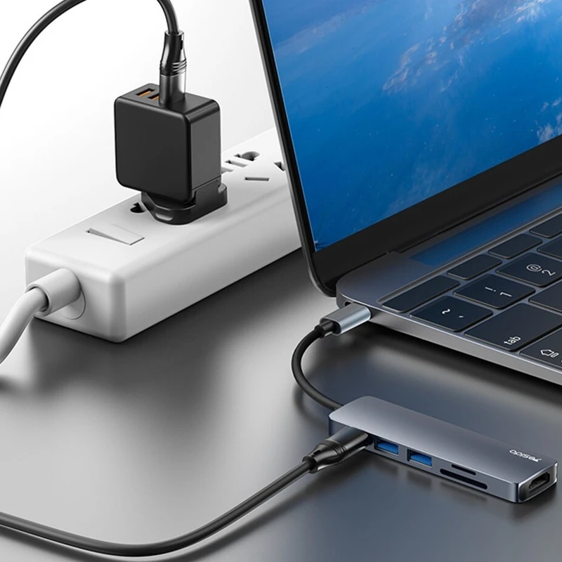 هاب 6 پورت یسیدو Yesido HB11 6-in-1 HuB Adapter 14 هاب 6 پورت یسیدو Yesido HB11 6-in-1 HuB Adapter