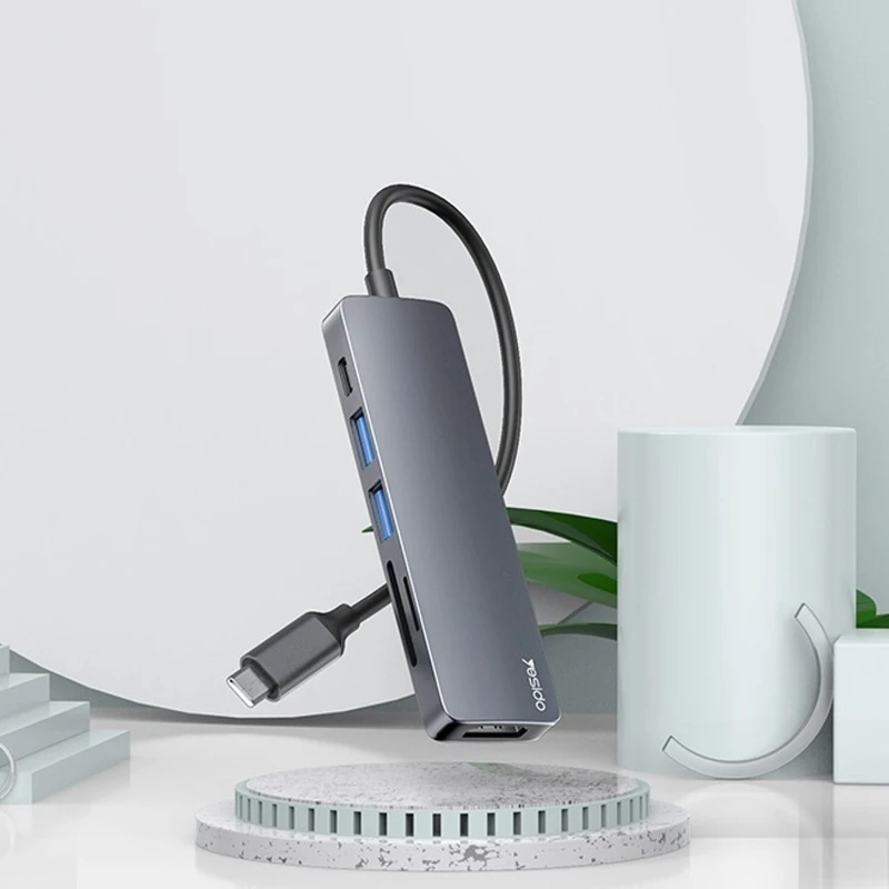 هاب 6 پورت یسیدو Yesido HB11 6-in-1 HuB Adapter 10 هاب 6 پورت یسیدو Yesido HB11 6-in-1 HuB Adapter