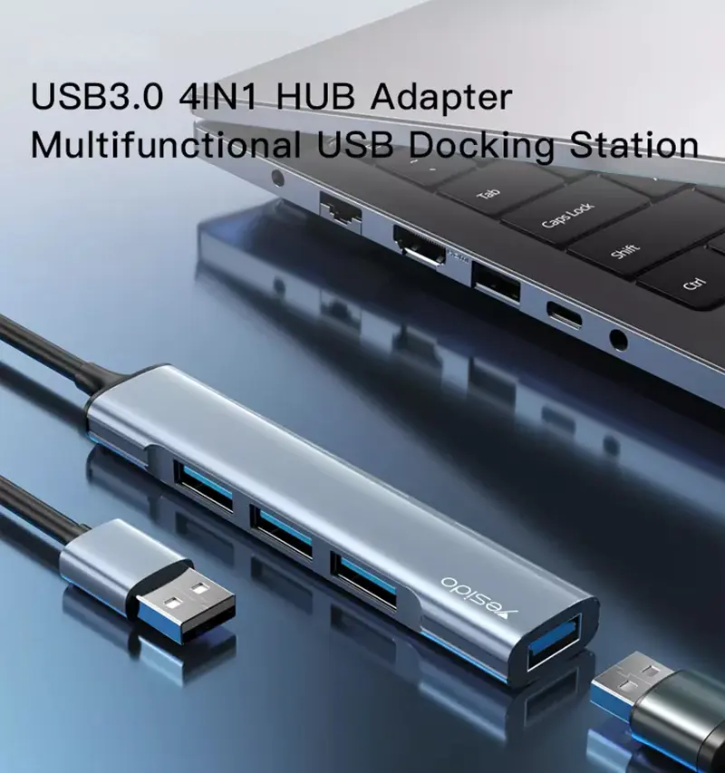 هاب 4 پورت یسیدو Yesido HB18 4-in-1 HuB Adapter 2 هاب 4 پورت یسیدو Yesido HB18 4-in-1 HuB Adapter