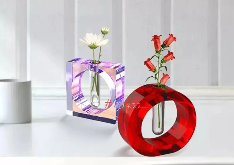قالب سیلیکونی گلدان مدرن طرح مربع به همراه یک عدد لوله شیشه ای