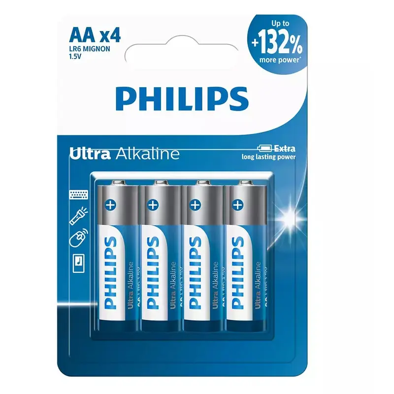 باتری فیلیپس Ultra Alkaline AA LR6E4B/97 بسته 4 عددی