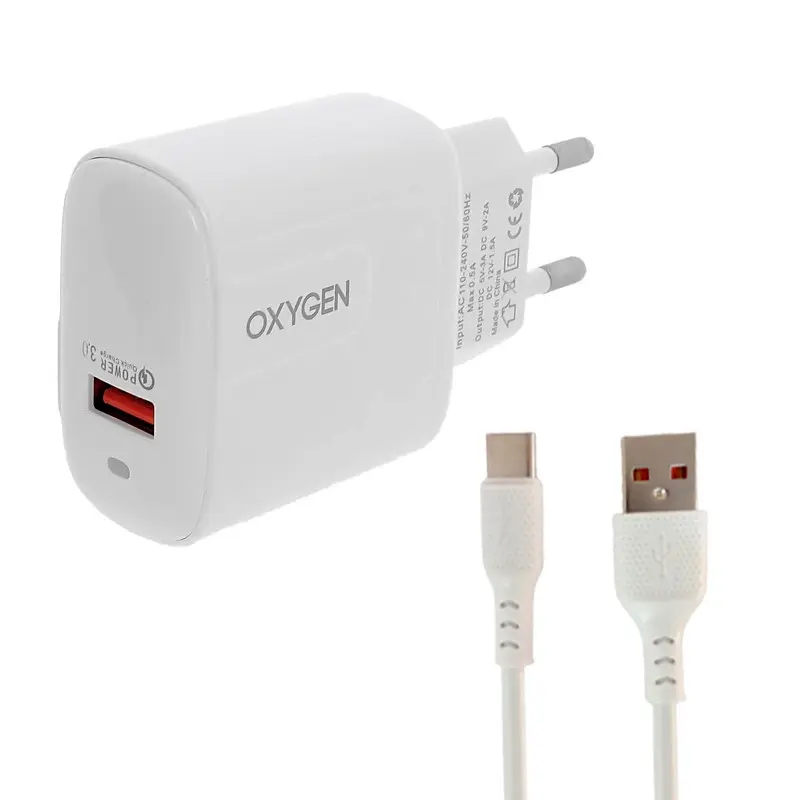 شارژر دیواری 18 واتی اکسیژن مدل CH4 همراه با کابل Type-C