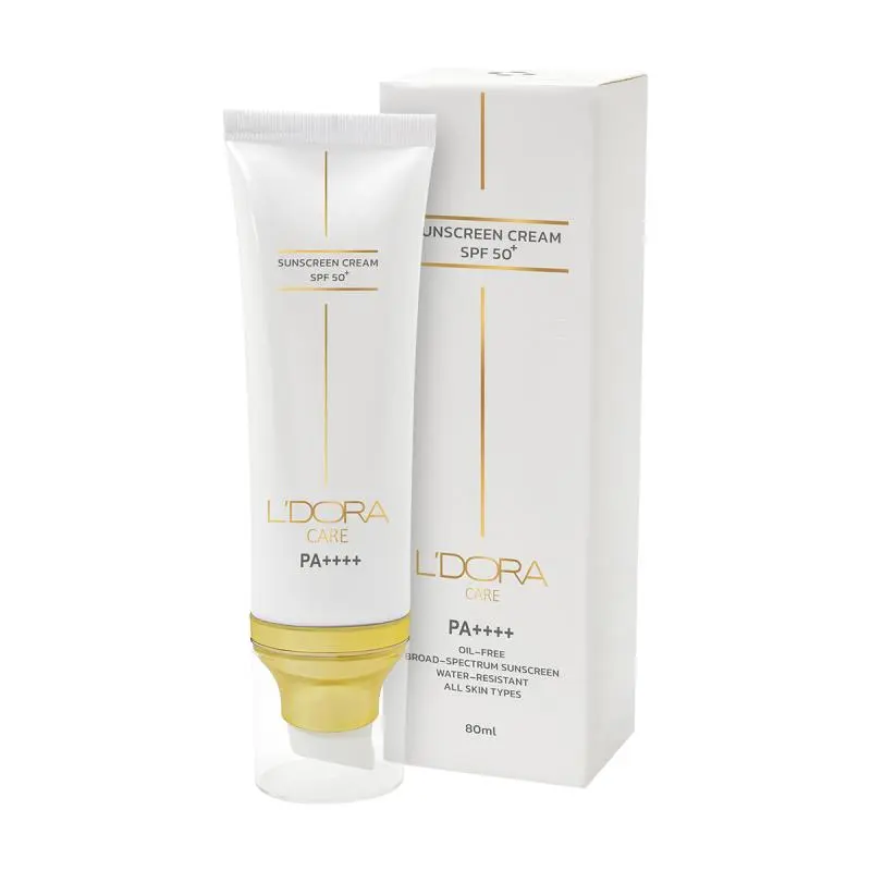 کرم ضدآفتاب +SPF50 بی رنگ مناسب انواع پوست لدورا کر ۸۰ گرمی