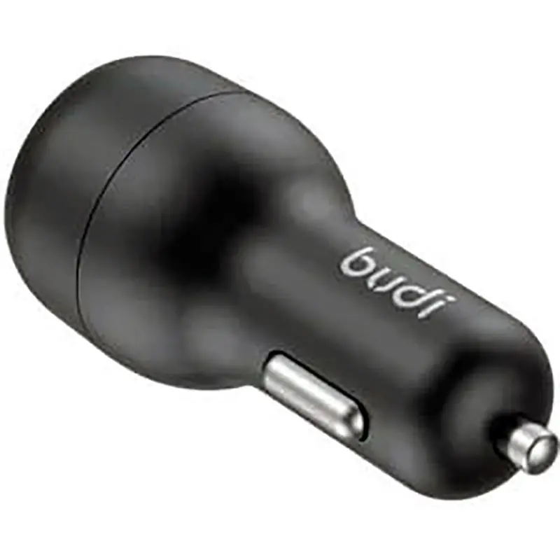شارژر فندکی 40 وات بودی مدل Budi CC108RTLB با 2 خروجی USB-C به همراه کابل USB-C به لایتنینگ