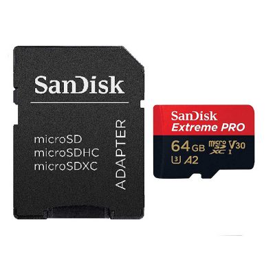کارت حافظه microSDXC سن دیسک مدل Extreme PRO کلاس A2 استاندارد UHS-I U3 سرعت 170MBps ظرفیت 64 گیگابایت به همراه آداپتور SD
