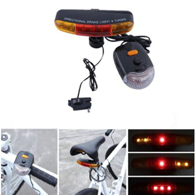 ست چراغ جلو و عقب دوچرخه همراه با بوق و راهنما و ترمز عقب