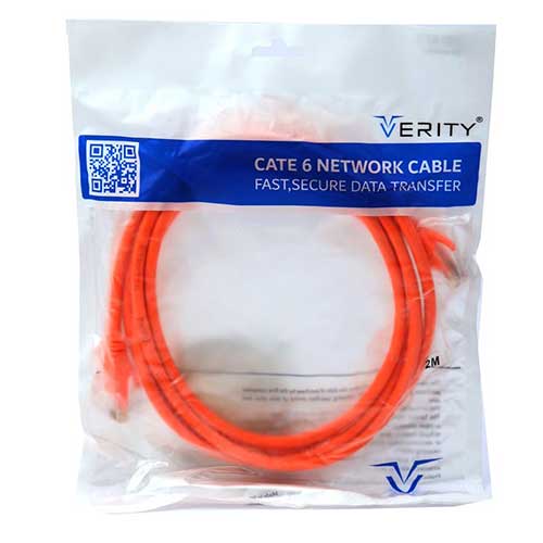 کابل شبکه ۲ متری VERITY مدل CAT6 نارنجی