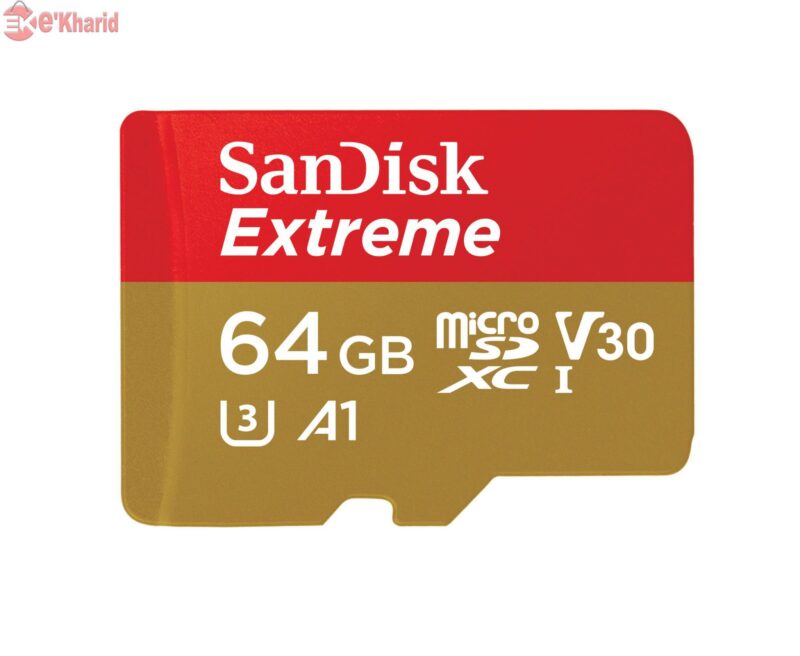 کارت حافظه microSDXC سن دیسک مدل Extreme کلاس A1 استاندارد UHS-I U3 سرعت 100MBps ظرفیت 64 گیگابایت به همراه آداپتور SD