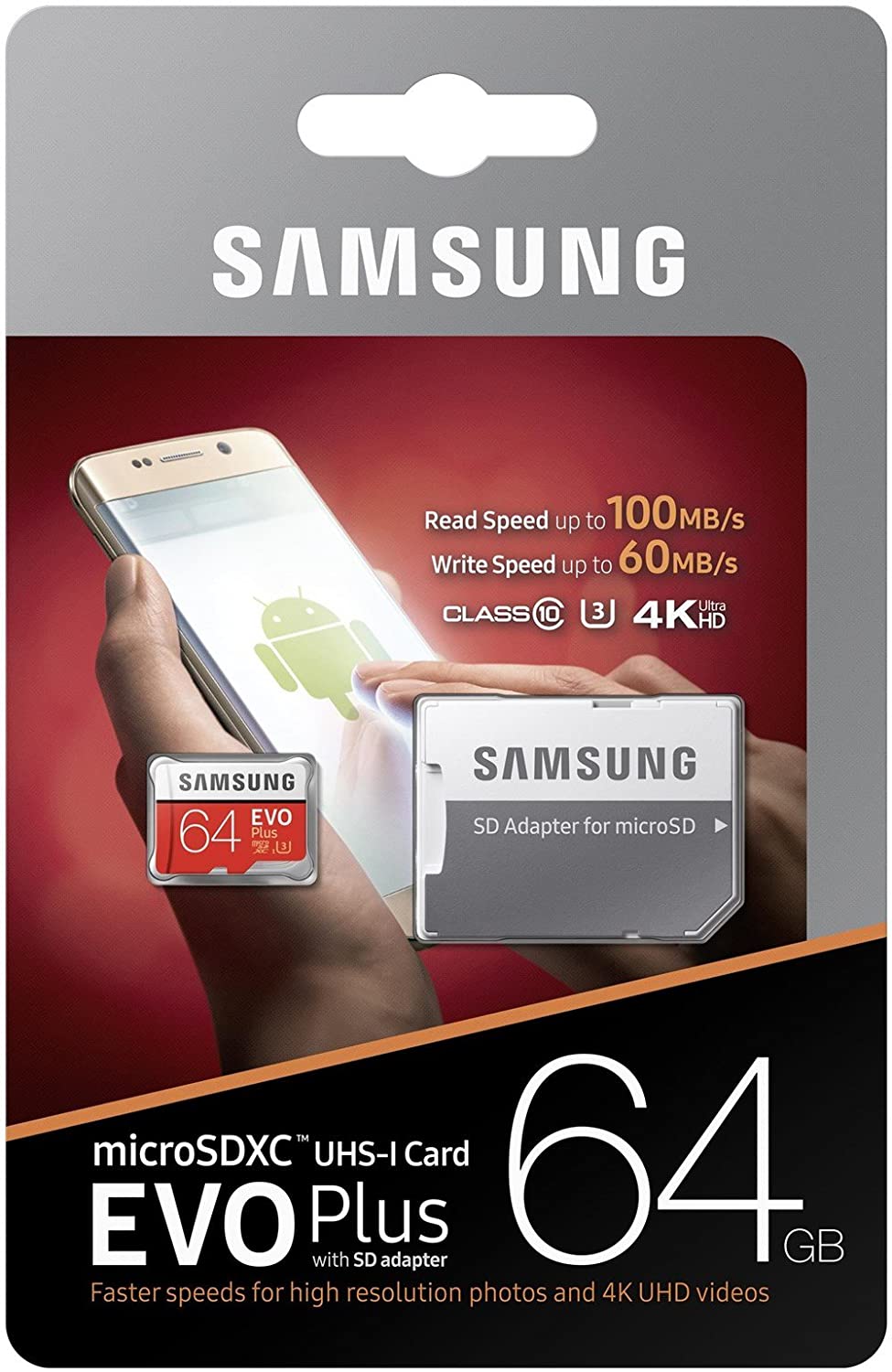 کارت حافظه microSDXC سامسونگ مدل EVO Plus ظرفیت 64 10 کارت حافظه microSDXC مدل Evo Plus کلاس 10 استاندارد UHS-I U3 سرعت 100MBps ظرفیت 64 گیگابایت به همراه آداپتور SD